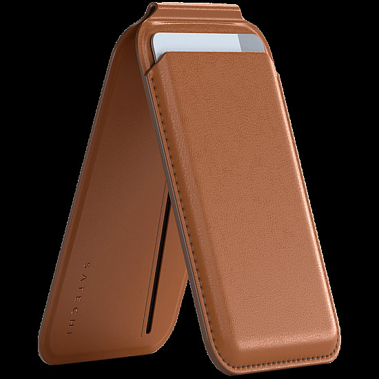 SATECHI Vegan-Leather Magnetic Wallet Stand (Brown)