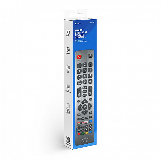 SAVIO RC-19 Universal/Replacement Remote Control for SHARP TV – SMART TV