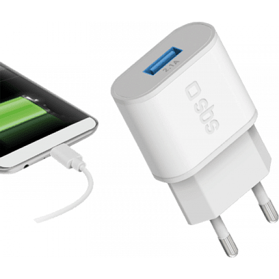 Ładowarka sieciowa SBS TETR1USB2AWFAST 10W USB-A - biała