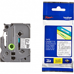 TZE-135 LAMINATED TAPE 12MM 8M WHITE ON CLEAR