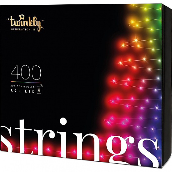 Twinkly Strings Smart LED Lights 400 RGB (Multicolor), 32m, Black wire RGB – 16M+ colors