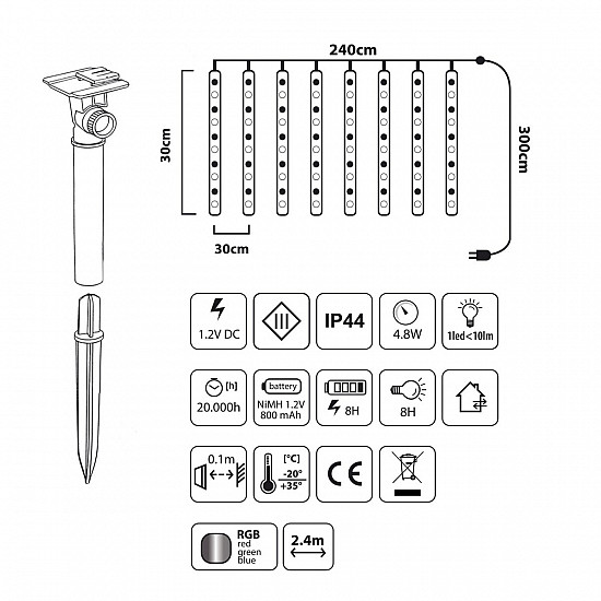 Solar LED lamps 2,4m Maclean MCE412