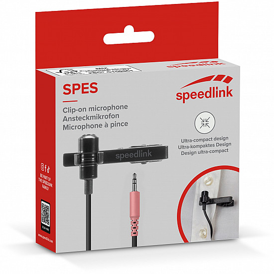 Speedlink Mikrofon SPES. zum Anstecken. Metalclip. schwarz retail