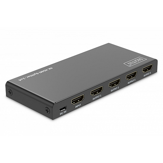 4K HDMI splitter - 1x4 - HDMI - 4x HDMI - Micro USB - 3840 x 2160 pixels - black - metal
