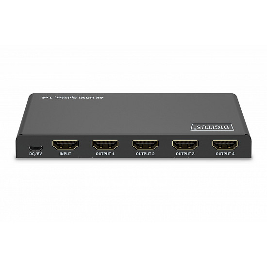 4K HDMI splitter - 1x4 - HDMI - 4x HDMI - Micro USB - 3840 x 2160 pixels - black - metal