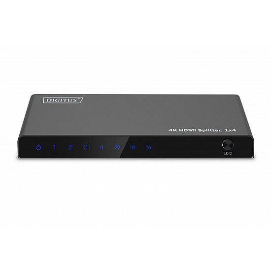 4K HDMI splitter - 1x4 - HDMI - 4x HDMI - Micro USB - 3840 x 2160 pixels - black - metal