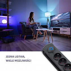 Surge protector 5 sockets 3m black