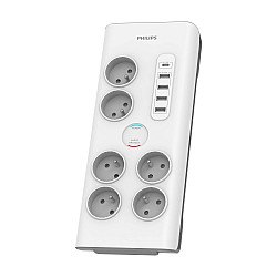 Surge protector 6 sockets AC Fr 40W, 2 m