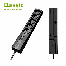 Classic 5 0m surge protection strip 5 x UTE 10 A black Color TLZ09-CLA0500000