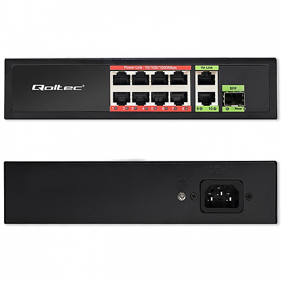 SWITCH 8x RJ45 PoE 2x RJ45 Uplink 1x SFP