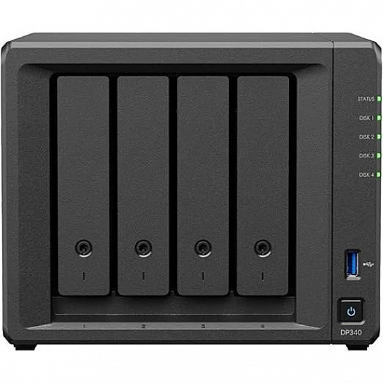 Synology DP340 - Server - DT - 1-Weg - 1 x Ryzen Embedded R1600 / 2.6 GHz - RAM 16 GB - SATA - Hot-Swap 8.9 cm (3.5")