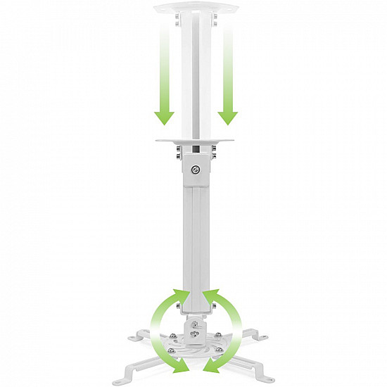 Techly 309661 Uchwyt sufitowy do projektora, 13,5kg, regulowany 54-90cm, z regulacją nachylenia i obrotu