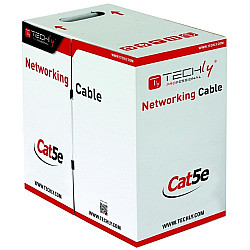 TECHLYPRO 025640 U/UTP Cat5e bulk cable 4x2 stranded 100Proc copper 305m box gray