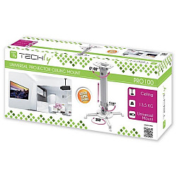 Techly 309654 Uchwyt sufitowy do projektora, 13,5kg, regulowany 38-52cm, z regulacją nachylenia i obrotu
