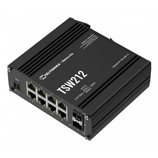 Teltonika · Switch· TSW212· 8 Port Gigabit Industrial managed Switch 2 SFP - Switch - 1 Gbps