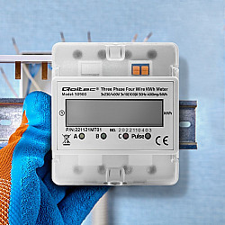 Three-phase electronic meter energy consumption meter on DIN rail 400V LCD 4P