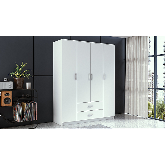 Topeshop ROMANA 160 BIEL KPLB bedroom wardrobe/closet 11 shelves 4 door(s) White