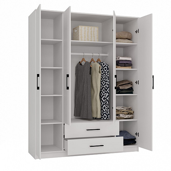 Topeshop ROMANA 160 BIEL KPLB bedroom wardrobe/closet 11 shelves 4 door(s) White