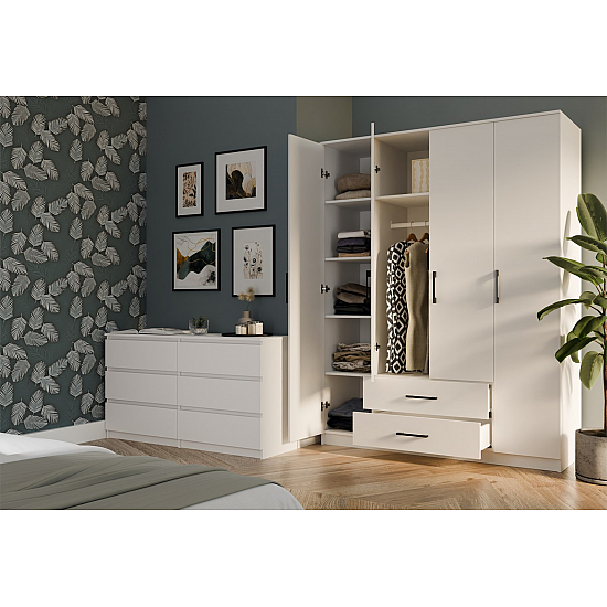 Topeshop ROMANA 160 BIEL KPLB bedroom wardrobe/closet 11 shelves 4 door(s) White