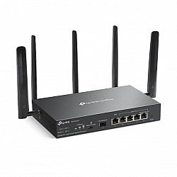 TP-LINK Omada ER706W-4G, Wi-Fi 6 (802.11ax), Dual-Band (2,4 GHz/5 GHz), Ethernet/LAN, 4G, Schwarz, Desktop-/Pol-Router