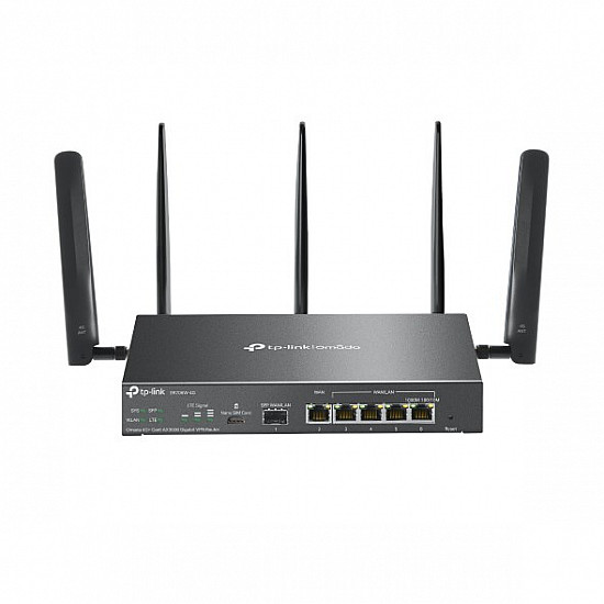 TP-LINK Omada ER706W-4G, Wi-Fi 6 (802.11ax), Dual-Band (2,4 GHz/5 GHz), Ethernet/LAN, 4G, Schwarz, Desktop-/Pol-Router