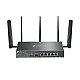 TP-LINK Omada ER706W-4G, Wi-Fi 6 (802.11ax), Dual-Band (2,4 GHz/5 GHz), Ethernet/LAN, 4G, Schwarz, Desktop-/Pol-Router