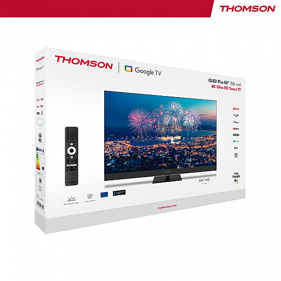 TV Set THOMSON 50 4K/Smart QLED 3840x2160 Wireless LAN Bluetooth Google TV Black 50QG6C14
