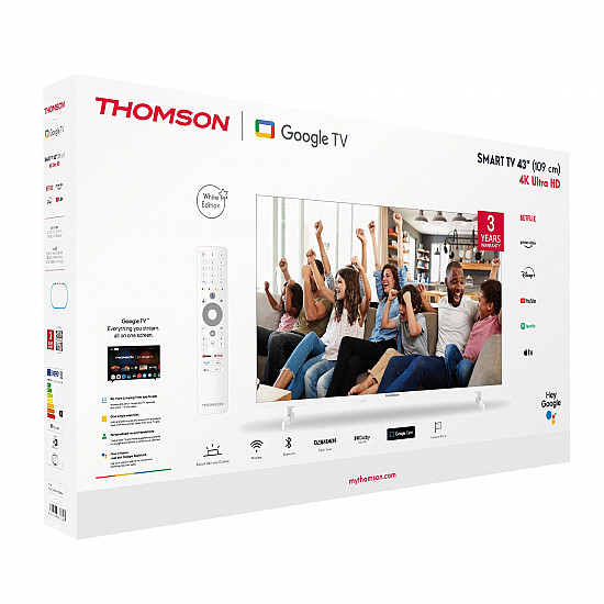 TV Set THOMSON 43 4K/Smart QLED 3840x2160 Google TV White 43UG4S14W