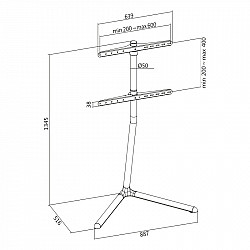 - Stand - V-base - for LCD TV - aluminium, steel - black - screen size 124.5-177.8 cm (49inch-70inch