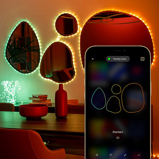 Twinkly Dots Smart LED Lights 60 RGB (Multicolor), USB Powered, 3m, Transparent RGB – 16M+ colors