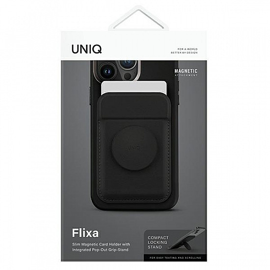 Uniq Magnetinis Card MagSafe Wallet with stovas UNIQ Flixa juodos spalvos