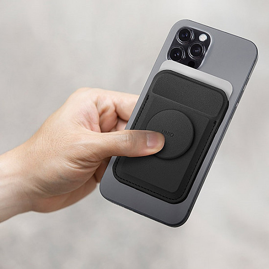 Uniq Magnetinis Card MagSafe Wallet with stovas UNIQ Flixa juodos spalvos