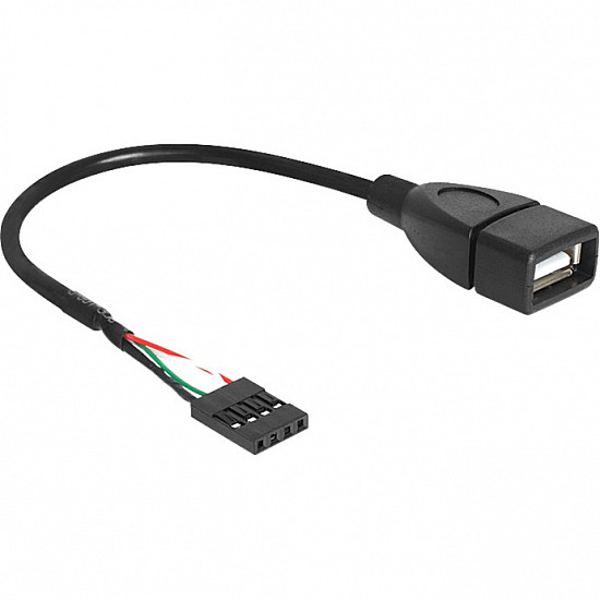 USB 2.0 Kabel, 4 Pin Header > USB-A Buchse, Adapter schwarz, 20cm
