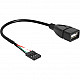 USB 2.0 Kabel, 4 Pin Header > USB-A Buchse, Adapter schwarz, 20cm