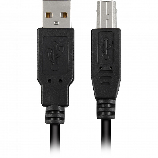 USB 2.0 Kabel, USB-A Stecker > USB-B Stecker schwarz, 5,0 Meter