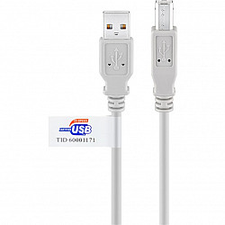 USB 2.0 Kabel, USB-A Stecker > USB-B Stecker grau, 5 Meter