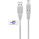 USB 2.0 Kabel, USB-A Stecker > USB-B Stecker grau, 5 Meter