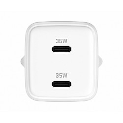 USB C mains charger 2x18W 3A Power delivery 3.0 QC3.0 White