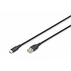 0.5M USB-A TO USB-C CABLE BLACK SILICONE/60W POWER DELIVERY