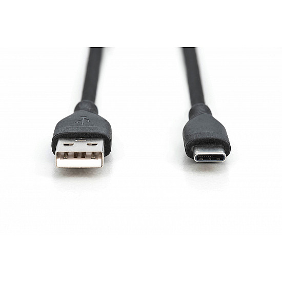 0.5M USB-A TO USB-C CABLE BLACK SILICONE/60W POWER DELIVERY