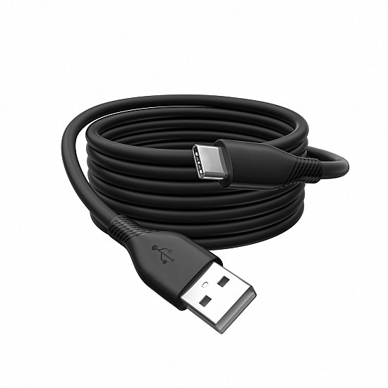 0.5M USB-A TO USB-C CABLE BLACK SILICONE/60W POWER DELIVERY