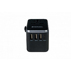 Verbatim UTA-04 - Netzteil - Universal - 61 Watt - 3 A - QC 3.0, PD 3.0 - 5 Ausgabeanschlussstellen (2 x USB-C, 3 x USB Typ A)