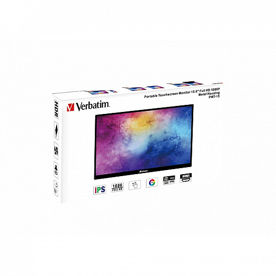 TFT Verbatim PMT-15, Portable Touchscreen Monitor 39,60cm (15,6),HDMI,2xUSB-C,SP 49592