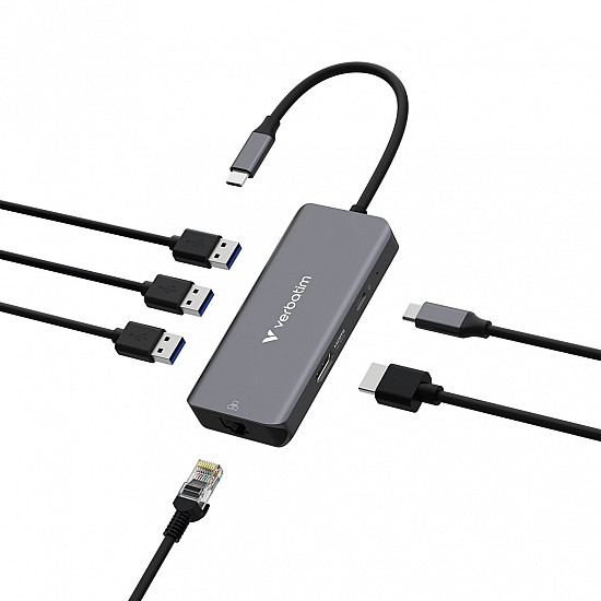 Verbatim USB-C Essentials Multiport Hub 6 ports: RJ45, HDMI, USB-C PD, 3 x USB-A 3.2 Gen 1