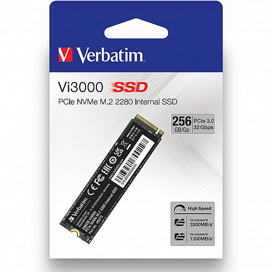 Verbatim Vi3000 - SSD - High Endurance - 256 GB - intern - M.2 2280 - PCIe 3.0 x4 (NVMe)