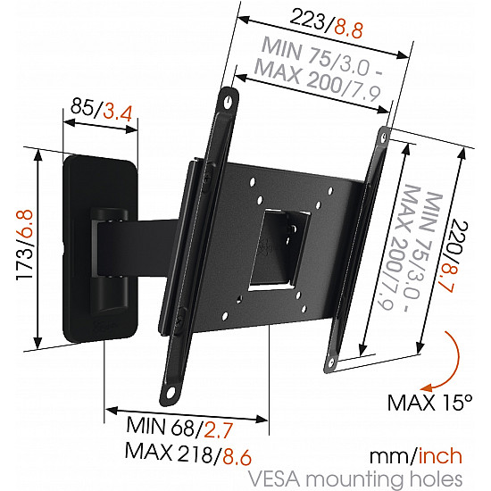 Vogels Wall mount MA2030-A1 Full motion 19-40 