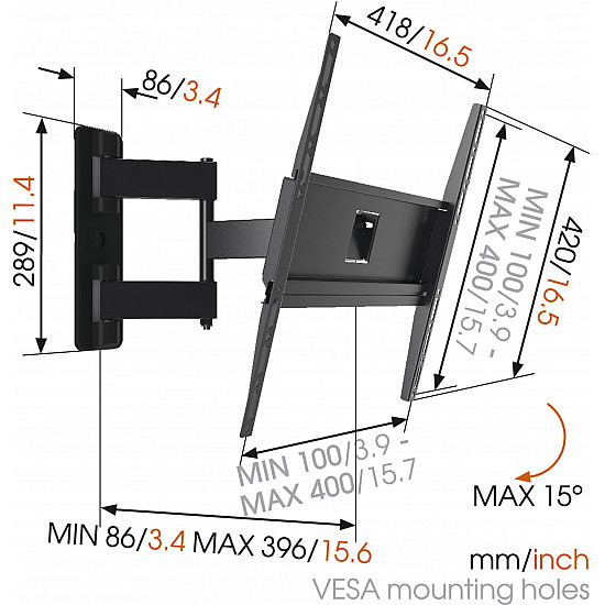 Vogels Wall mount MA3040-A1 Full Motion 32-65 