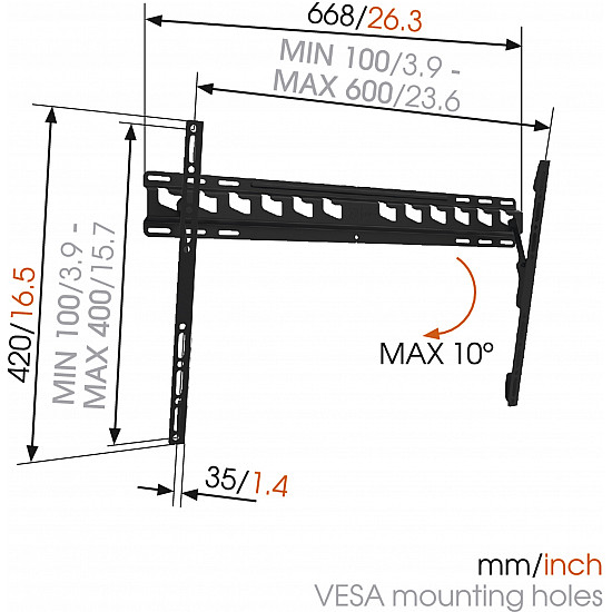 Vogels Wall mount MA4010-A1 Tilt 40-65 