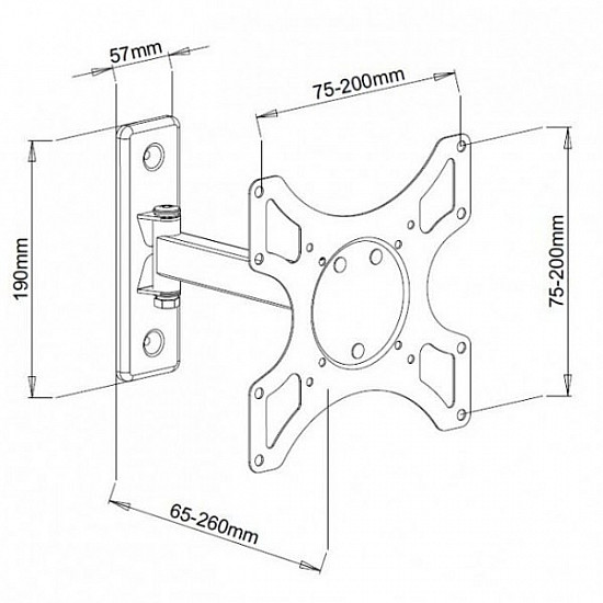 Wall mount LCD/LED 19-37 inch black, 25kg