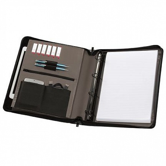 WENGER Affiliate A4 Schreibmappe Business-Organizer mit 25,4cm 10Zoll Tablet-Fach abnehmbarer Ringhefter grau